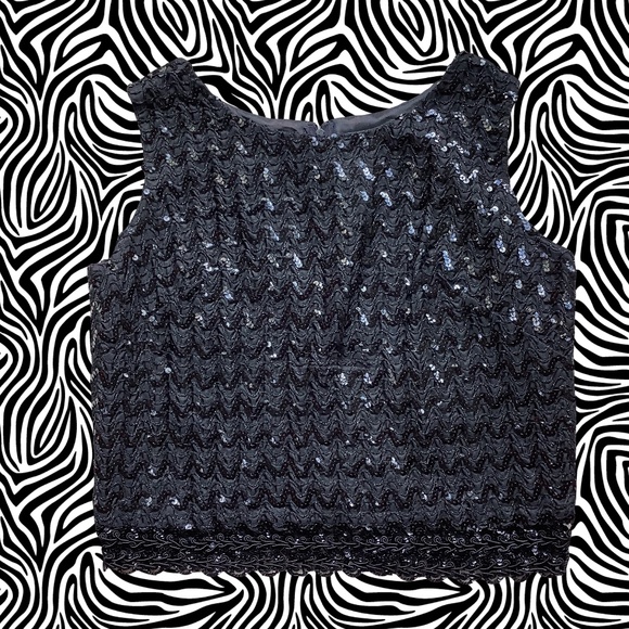 Vintage Black Sequin Sleeveless Cocktail Top - Picture 1 of 6